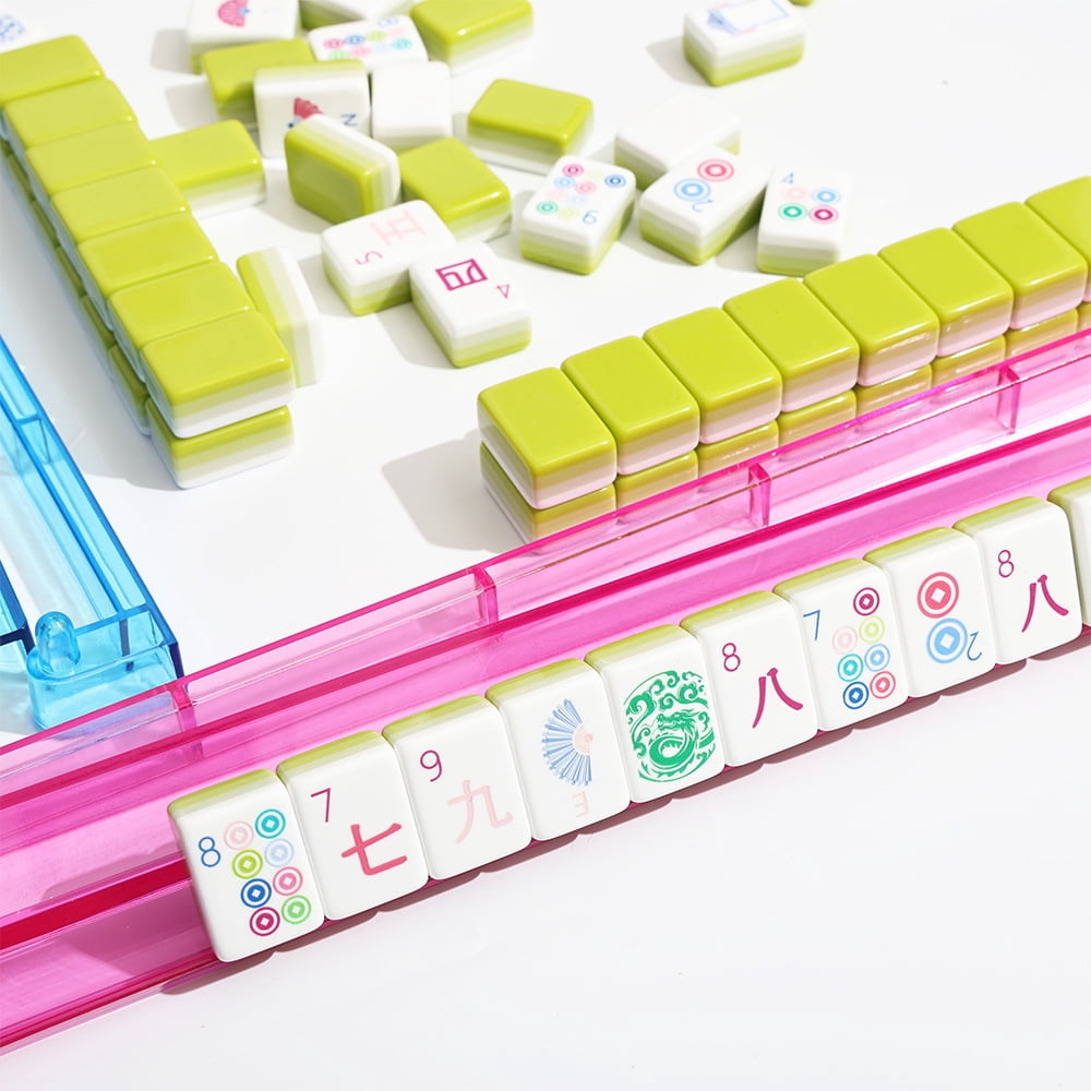 American Mahjong Tile Set Green Casual Design for Home and Travel Games 160 Piece Acrylic Tiles