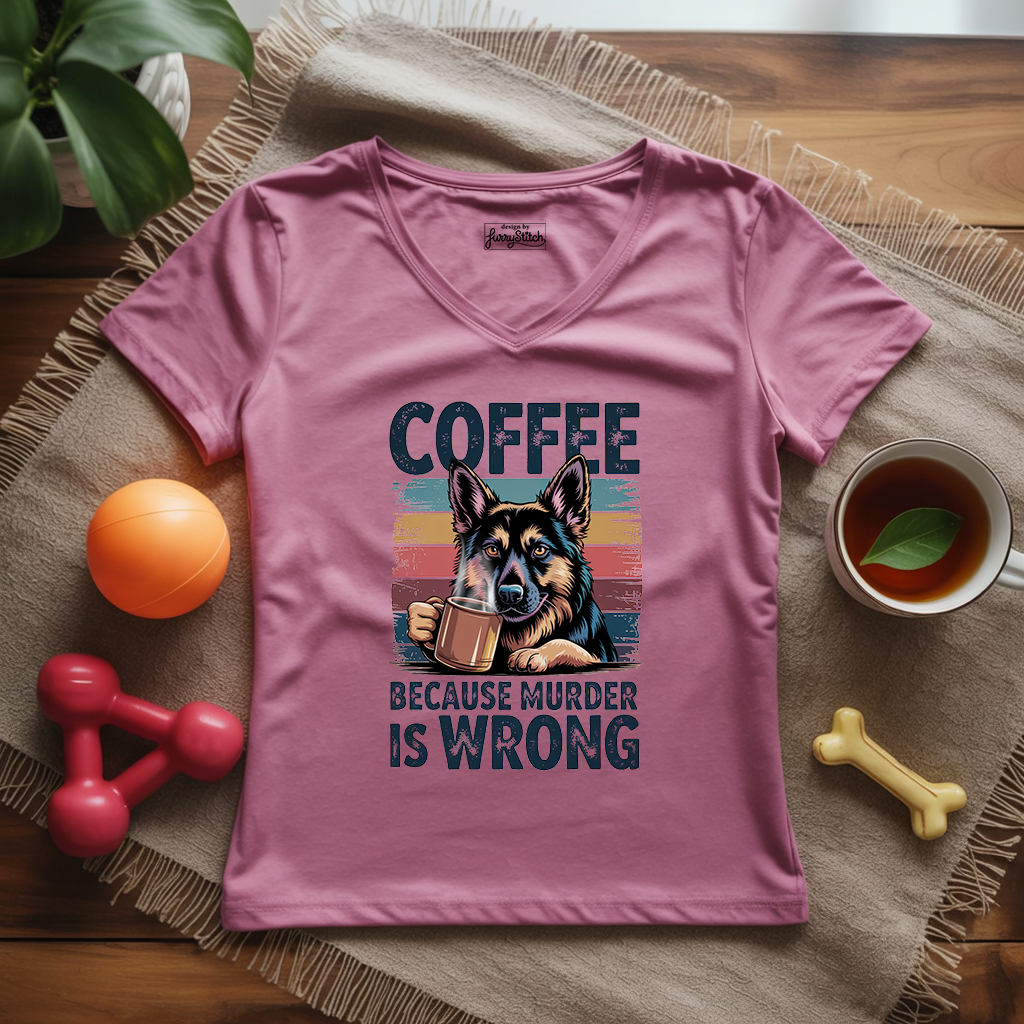Coffee Shepherd Funny Lady V-Neck