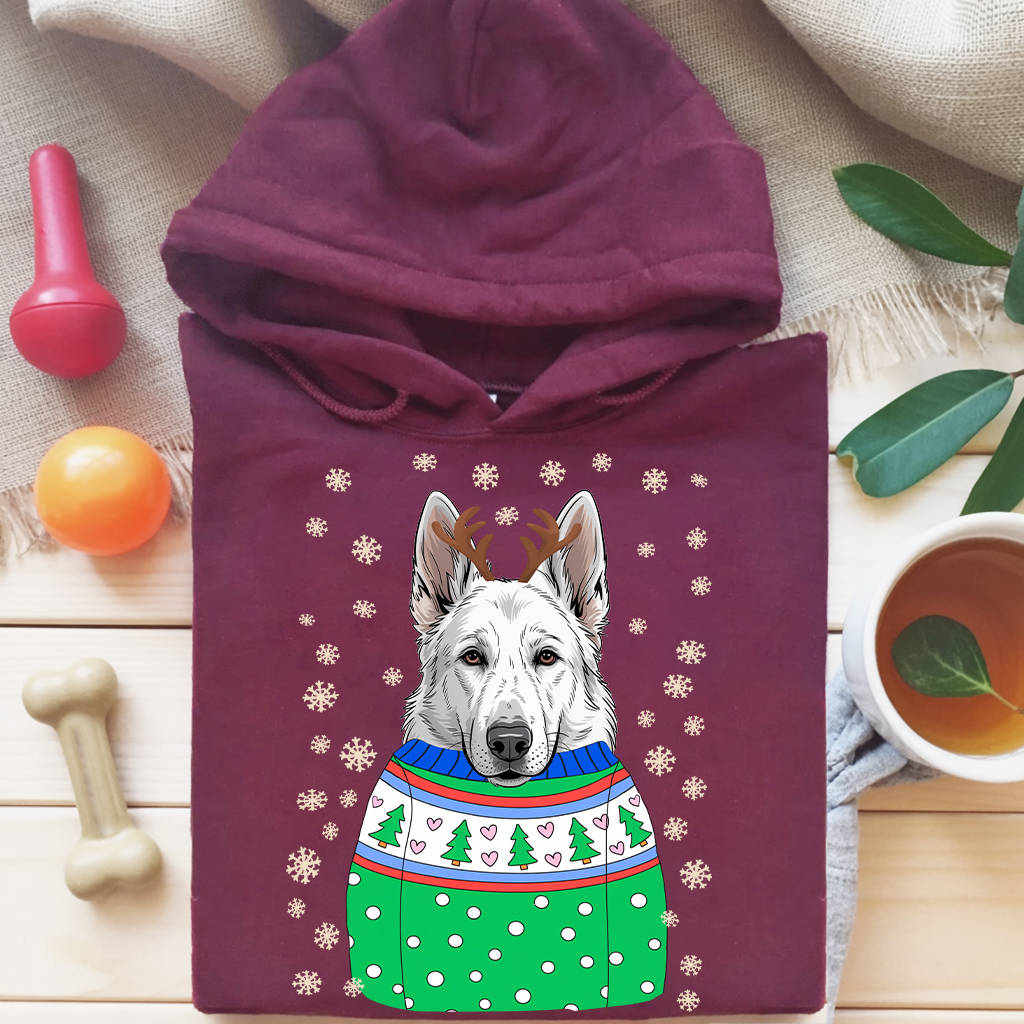 White German Shepherd Christmas Hoodie – The Perfect Holiday Gift