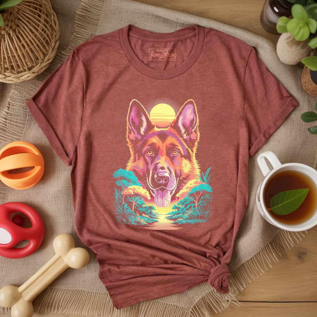 Sunset Guardian GSD T-shirt