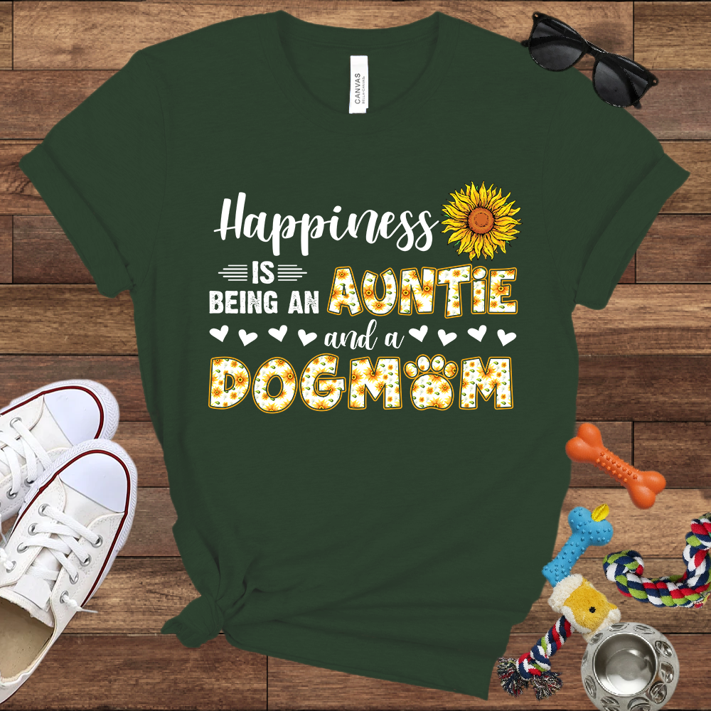 Happiness Is Being An Auntie And A Dog Mom - Bella Canvas TShirt - Gift for Dog Mom