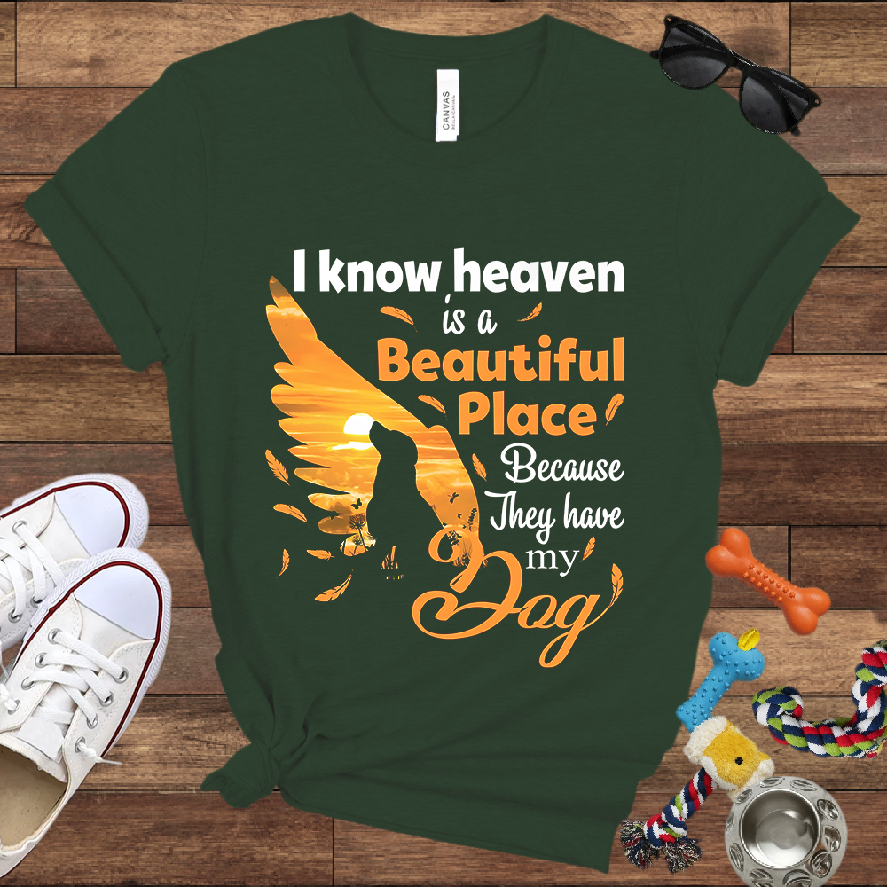 I Know Heaven Is A Beautiful Place Because They Have My Dog - Bella Canvas TShirt - Dog Memorial Gifts