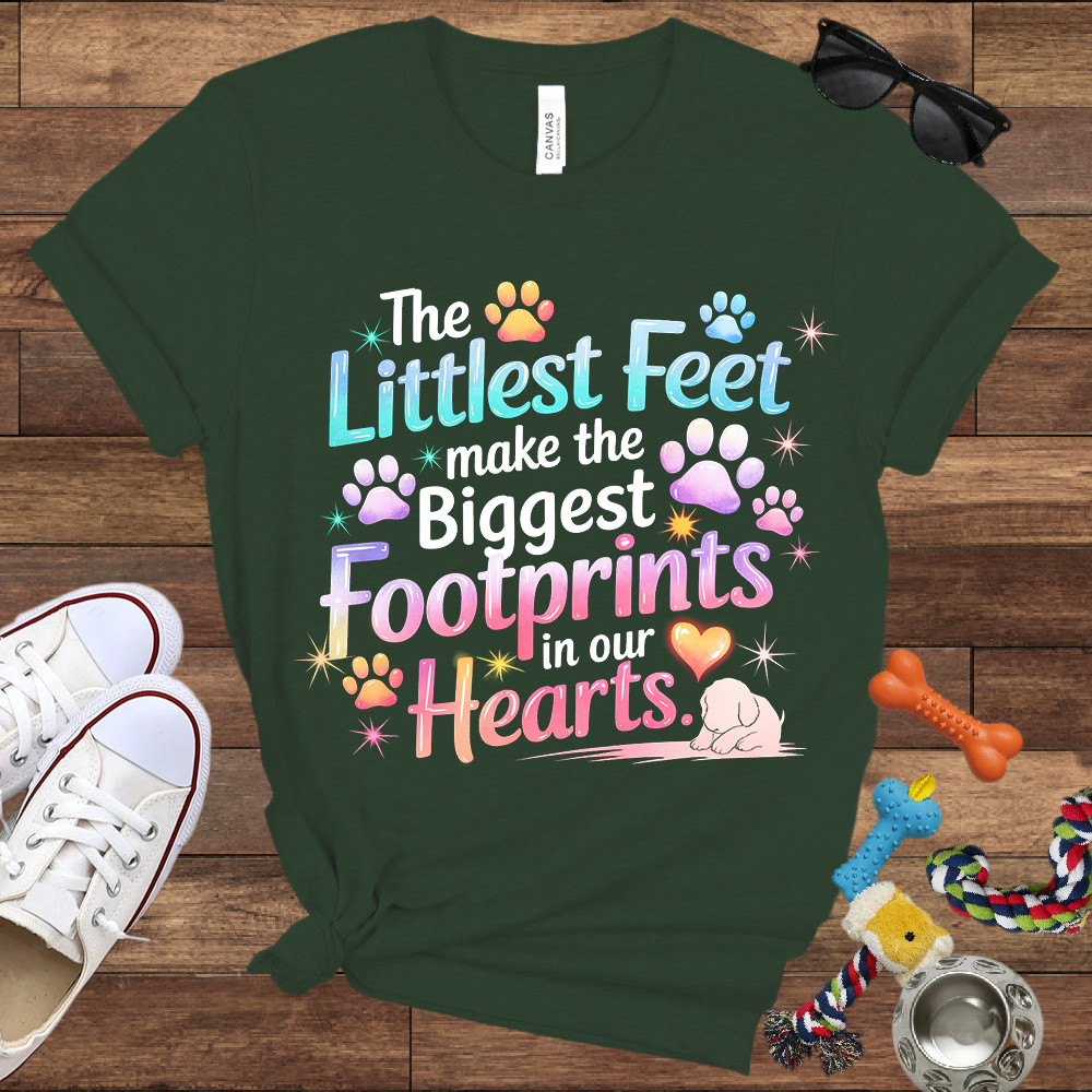 The Littlest Feet Make the Biggest Footprints in Our Hearts - Bella Canvas Tshirt - Memory Dog Gifts