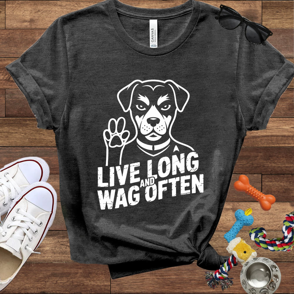Live Long And Wag Often - Bella Canvas Tshirt - Gift for Dog Lovers