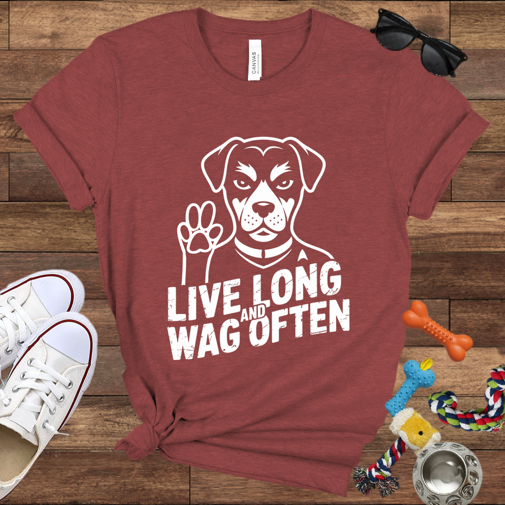 Live Long And Wag Often - Bella Canvas Tshirt - Gift for Dog Lovers