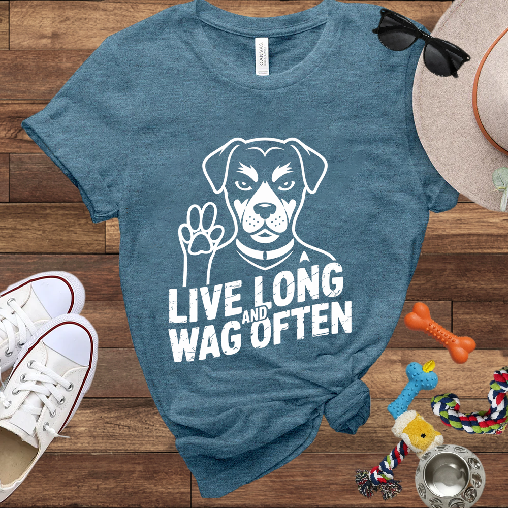Live Long And Wag Often - Bella Canvas Tshirt - Gift for Dog Lovers