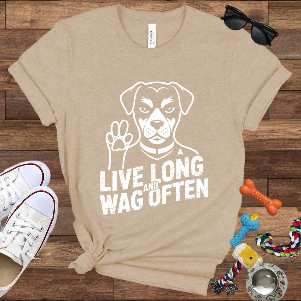 Live Long And Wag Often - Bella Canvas Tshirt - Gift for Dog Lovers