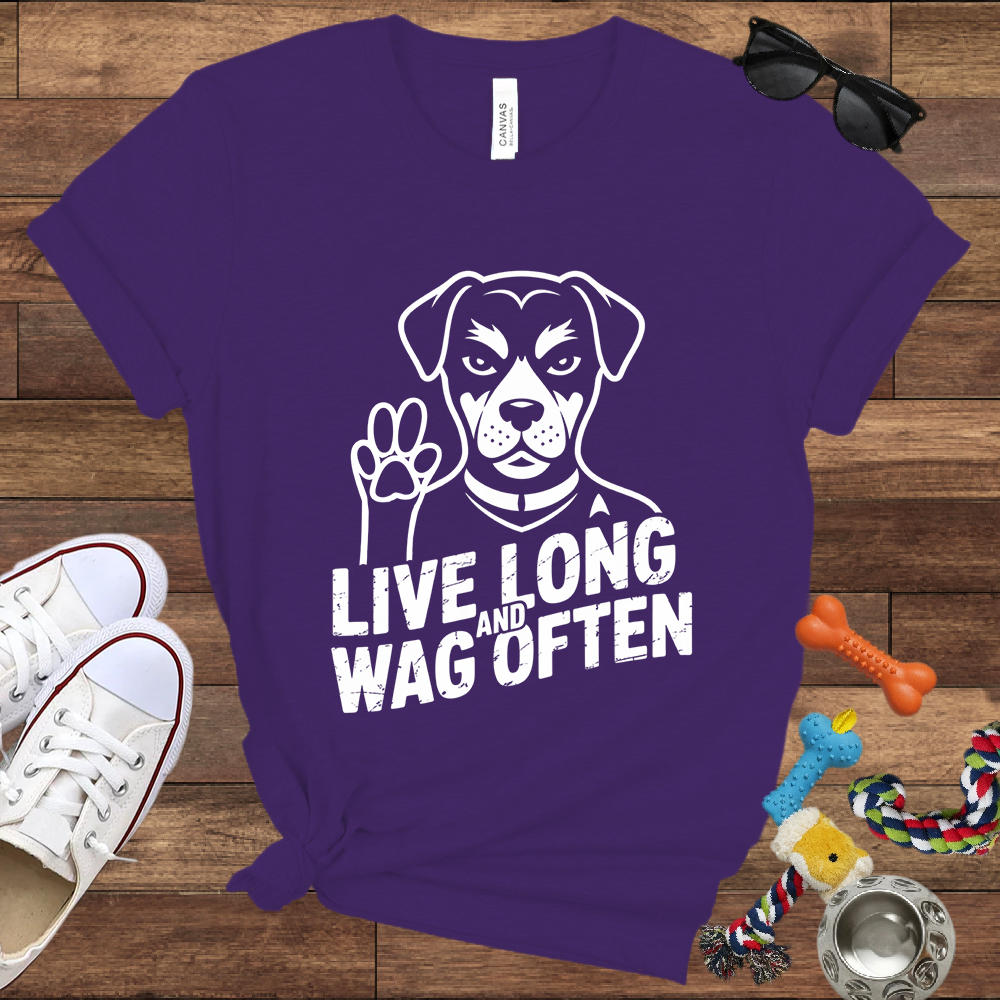 Live Long And Wag Often - Bella Canvas Tshirt - Gift for Dog Lovers