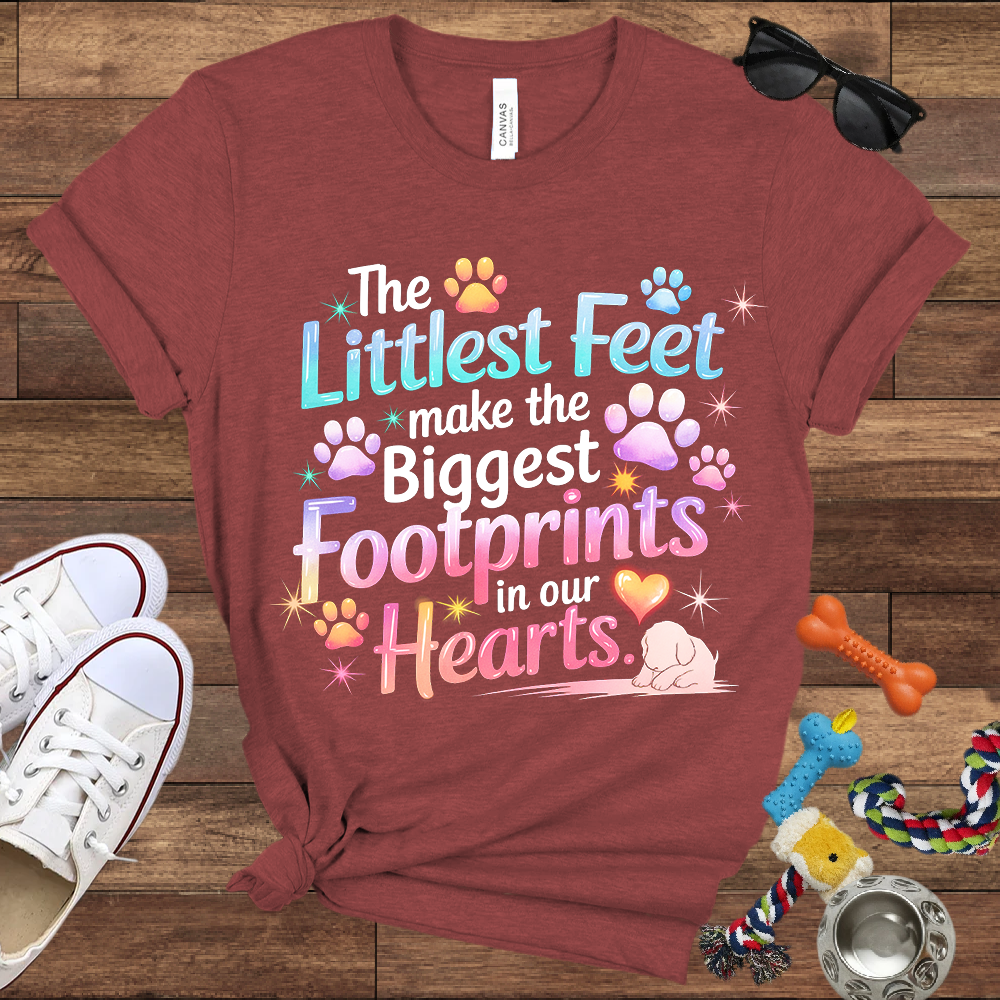The Littlest Feet Make the Biggest Footprints in Our Hearts - Bella Canvas Tshirt - Memory Dog Gifts