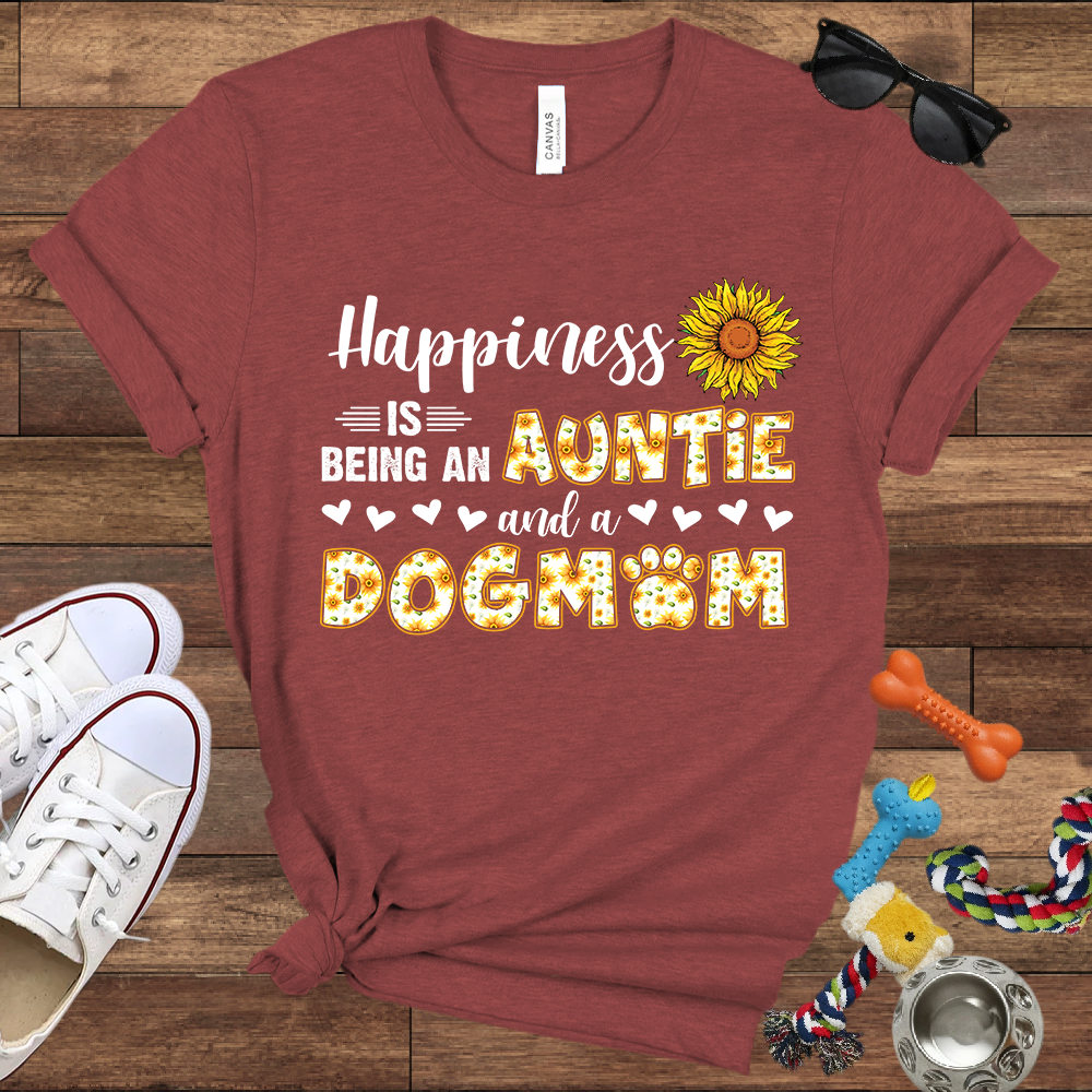 Happiness Is Being An Auntie And A Dog Mom - Bella Canvas TShirt - Gift for Dog Mom
