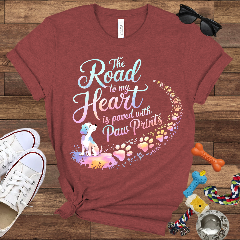 The Road to My Heart is Paved with Paw Prints - Bella Canvas Tshirt - Memory Dog Gifts