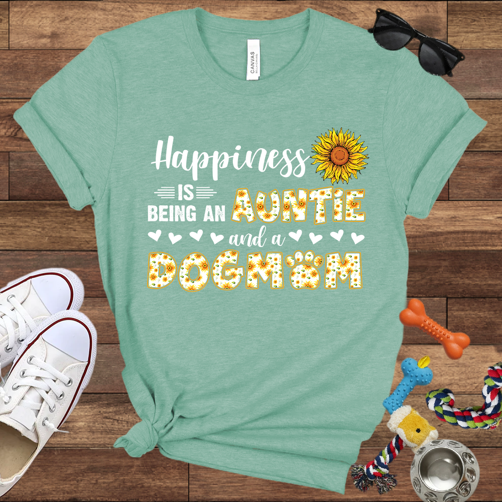 Happiness Is Being An Auntie And A Dog Mom - Bella Canvas TShirt - Gift for Dog Mom