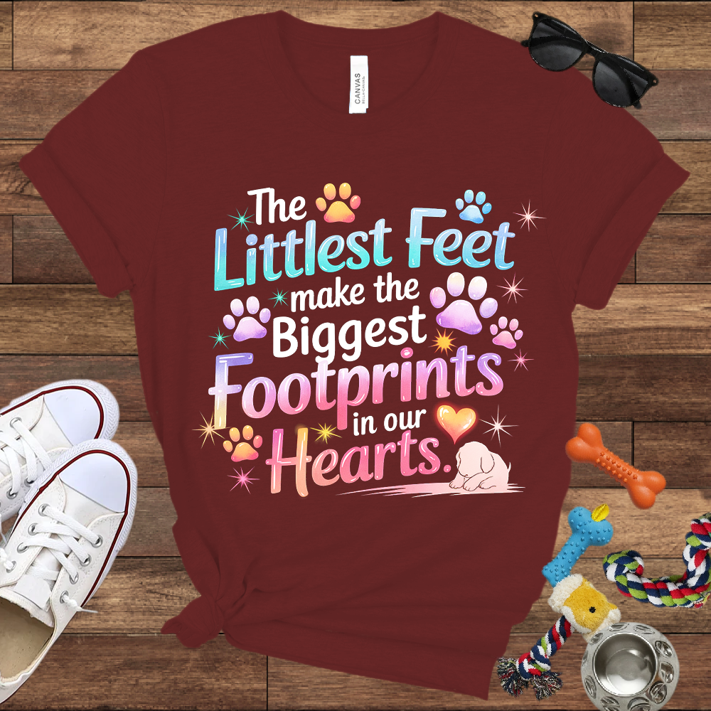 The Littlest Feet Make the Biggest Footprints in Our Hearts - Bella Canvas Tshirt - Memory Dog Gifts