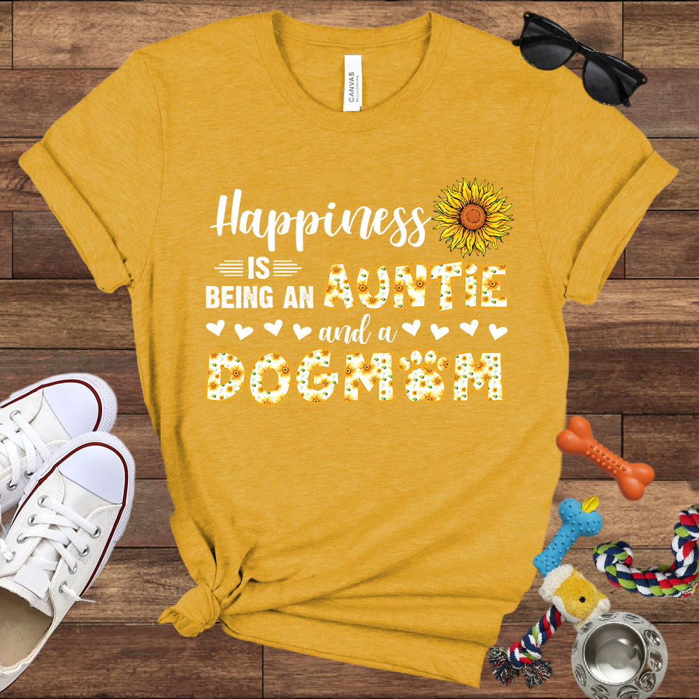 Happiness Is Being An Auntie And A Dog Mom - Bella Canvas TShirt - Gift for Dog Mom