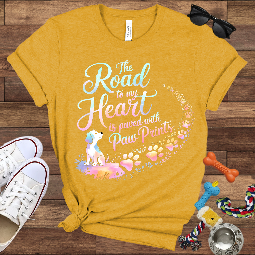 The Road to My Heart is Paved with Paw Prints - Bella Canvas Tshirt - Memory Dog Gifts