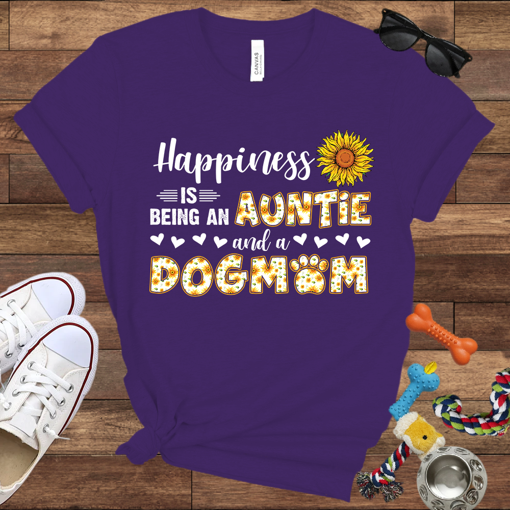 Happiness Is Being An Auntie And A Dog Mom - Bella Canvas TShirt - Gift for Dog Mom