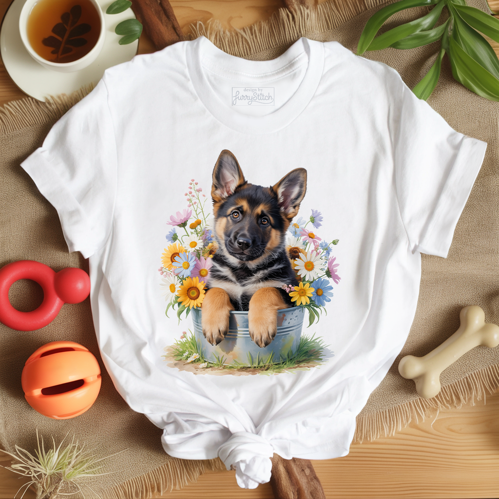 Flower Bucket Shepherd T-shirt