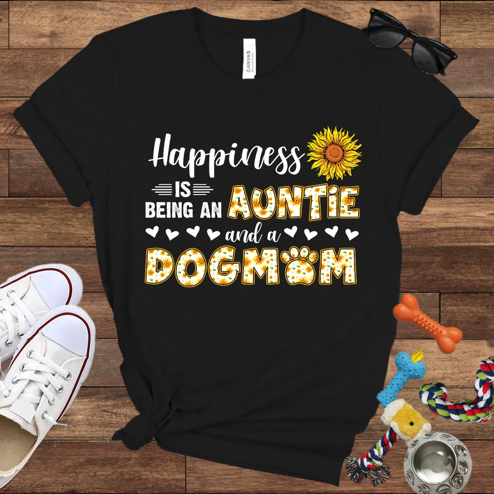 Happiness Is Being An Auntie And A Dog Mom - Bella Canvas TShirt - Gift for Dog Mom