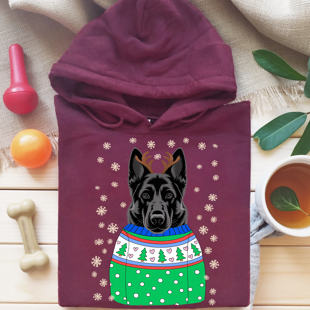 Black German Shepherd Christmas Hoodie – The Perfect Holiday Gift