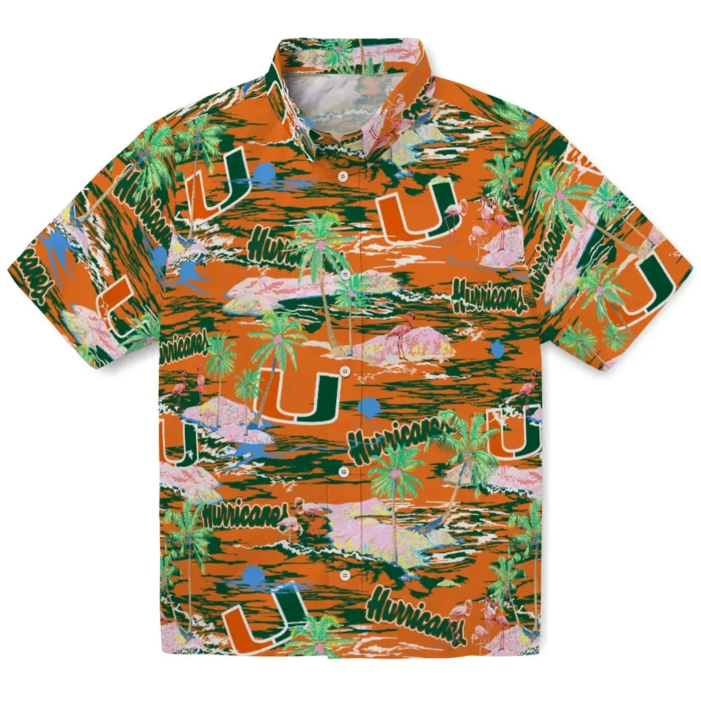 Miami Hurricanes Flamingo Retreat 2026 Hawaiian Shirt