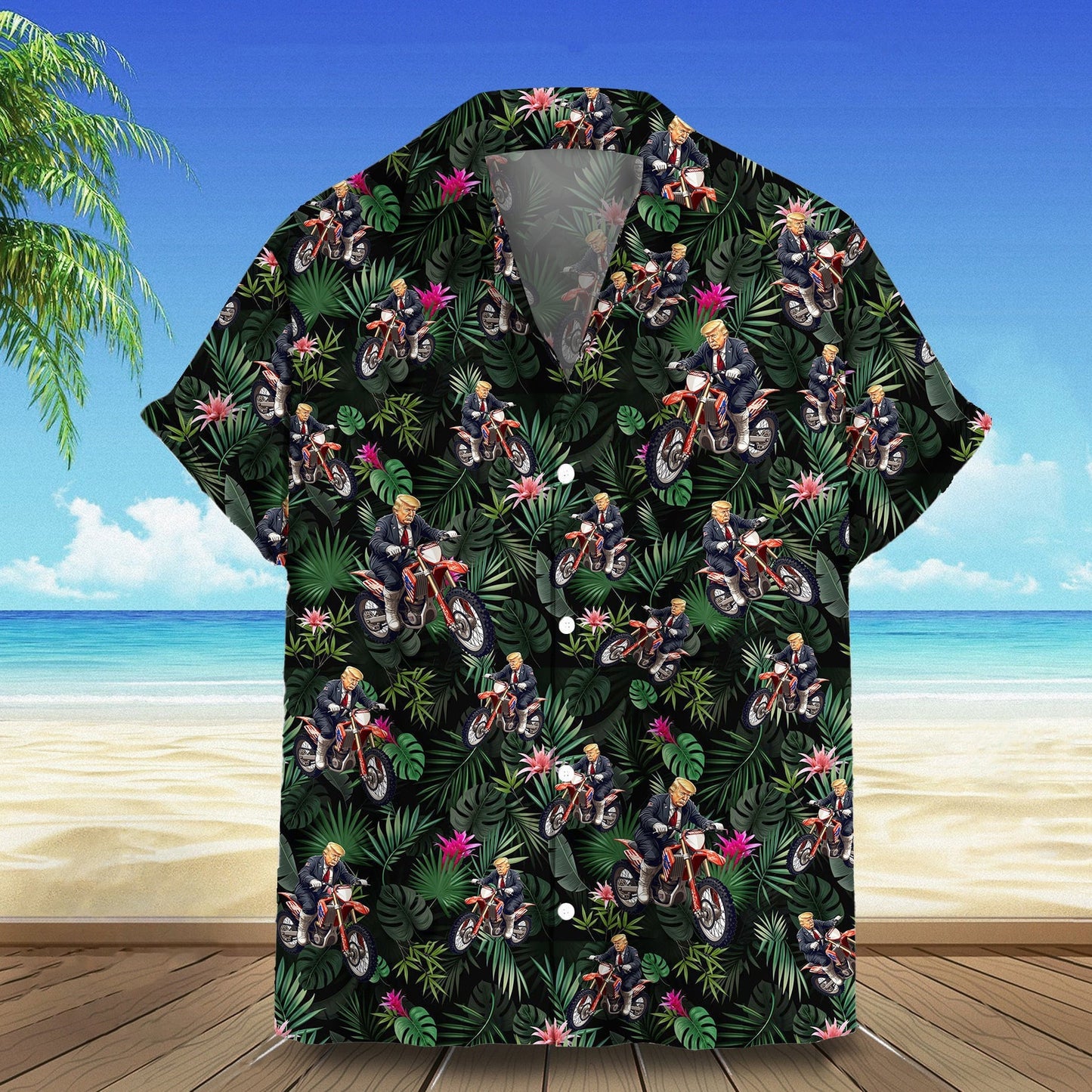 Biking Hawaiian Shirt Tropical Button Down Shirt Gifts For Supporters