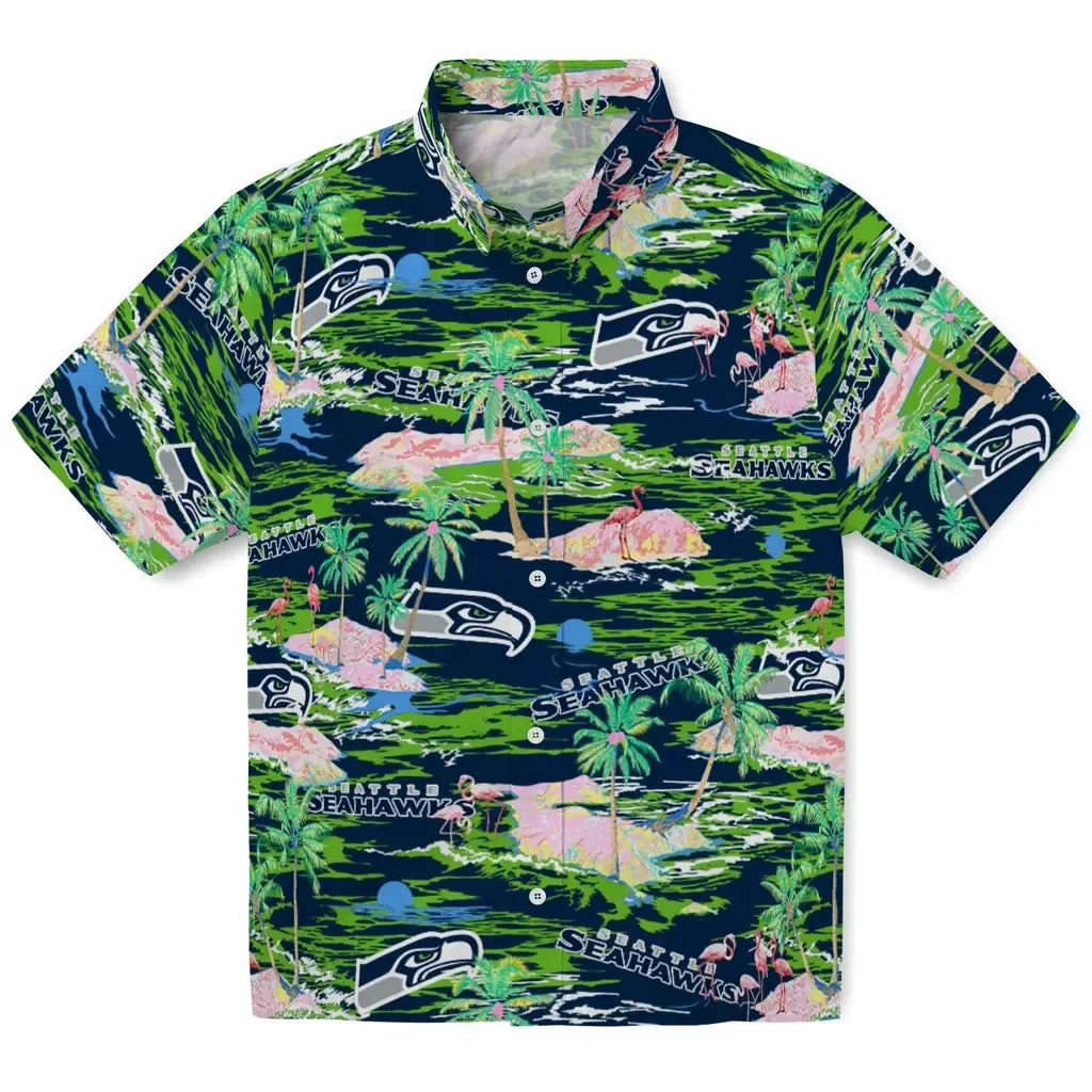Seattle Seahawks Flamingo Retreat 2026 Hawaiian Shirt