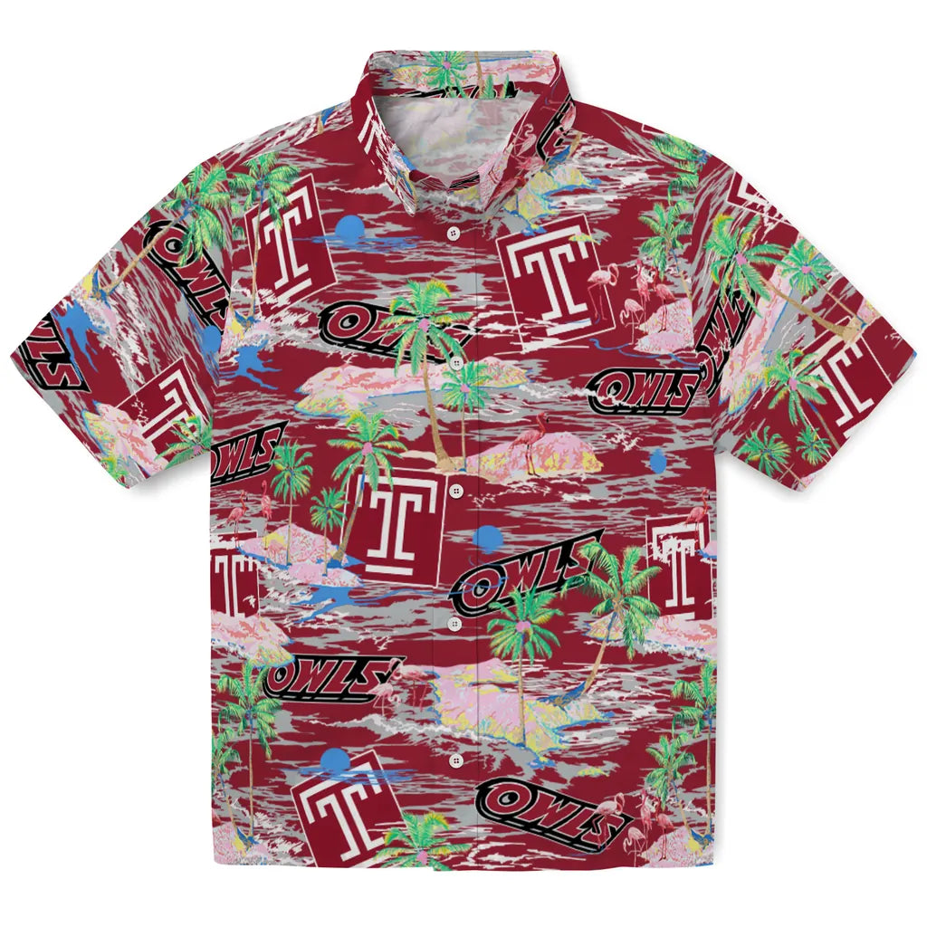 Temple Owls Flamingo Retreat 2026 Hawaiian Shirt