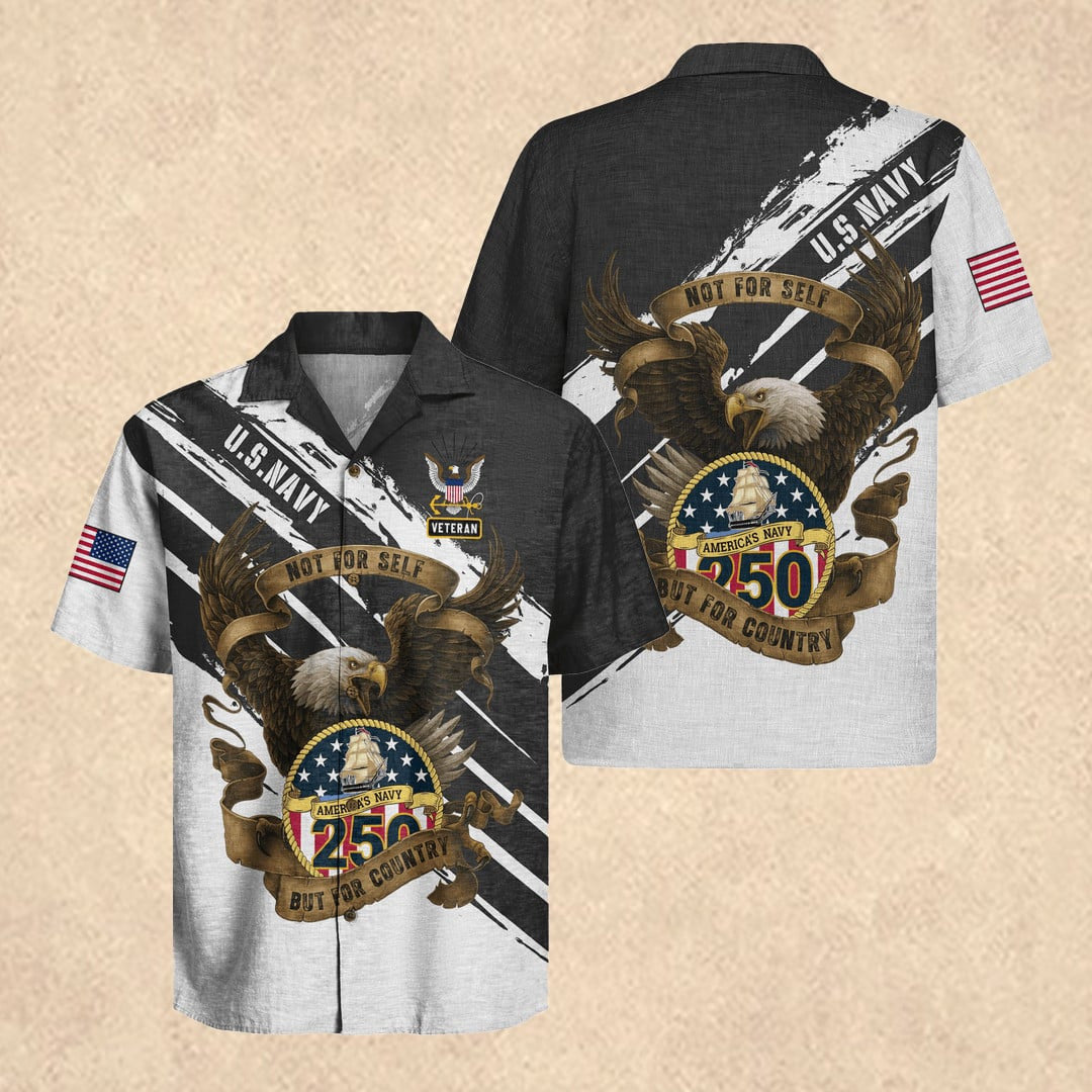 US Navy 250 Years Eagle Patriotic Hawaiian Shirt Father's Day