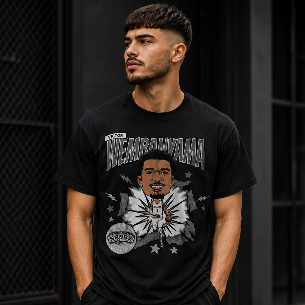 Unisex Heather Black Retro Caricature Graphic Shirt for Basketball Fans