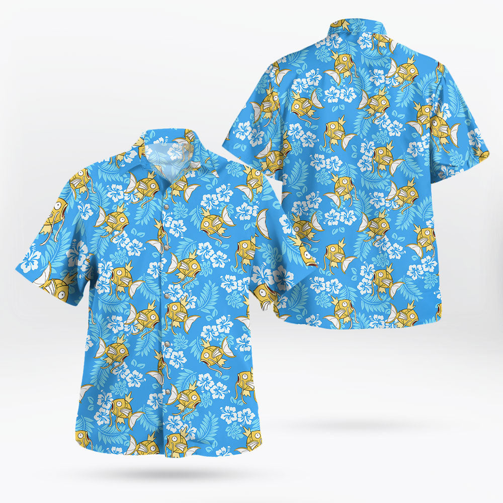 Yellow Fish Blue Tropical Hawaiian Shirt