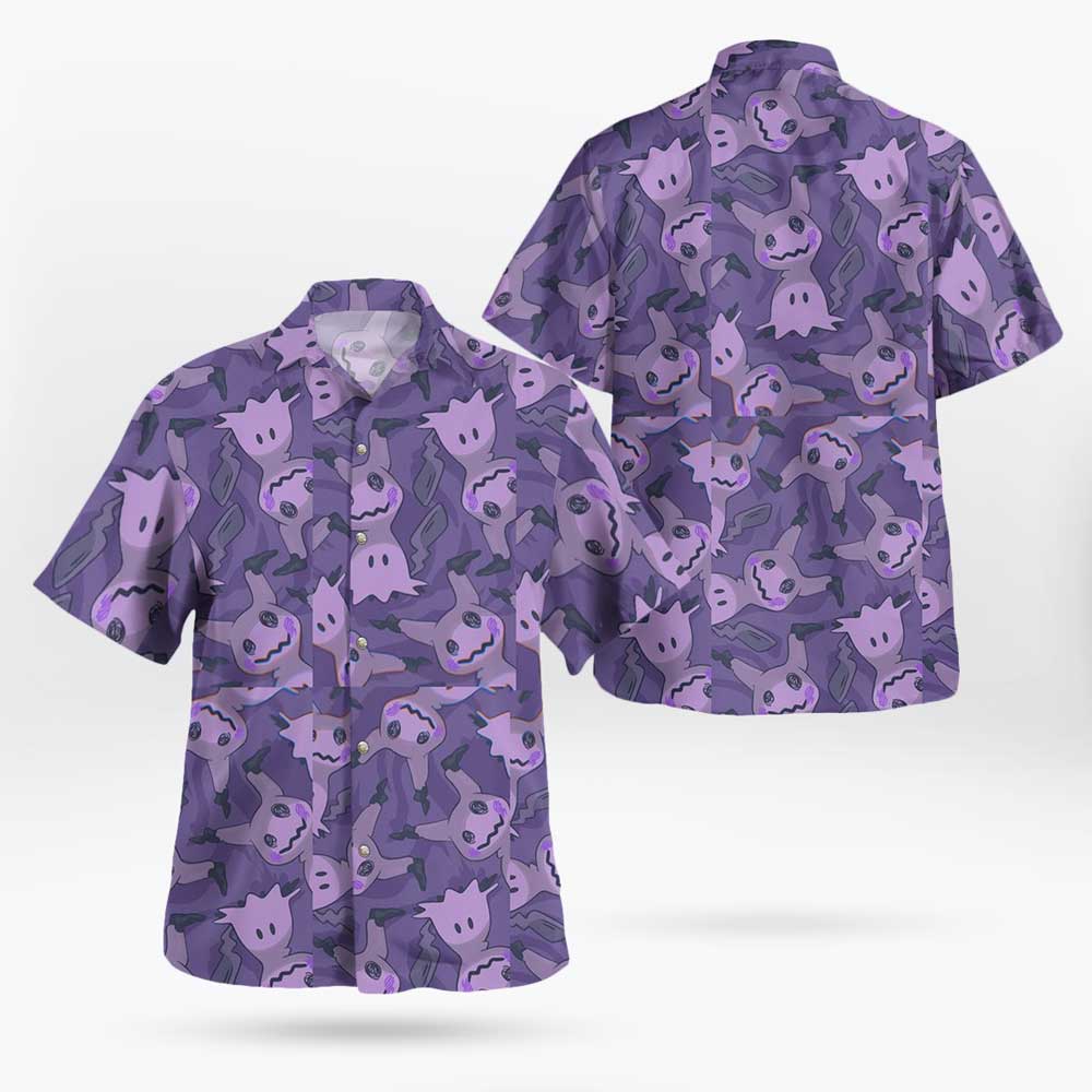 Purple Ghost Button-Up Hawaiian Shirt