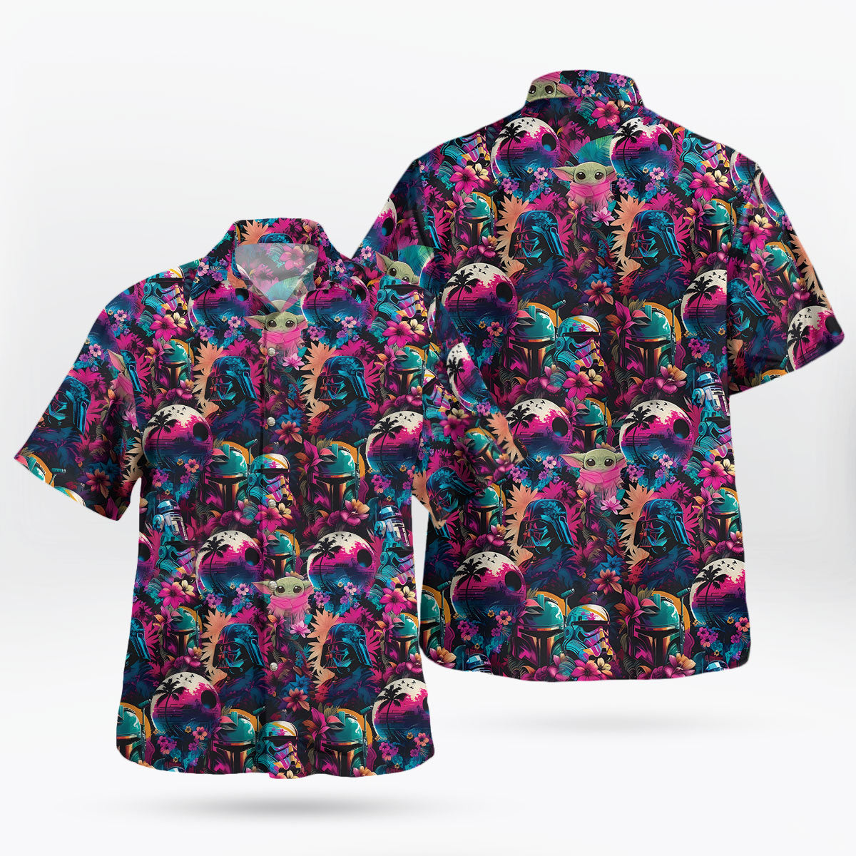 Neon Tropical Galaxy Hawaiian Shirt