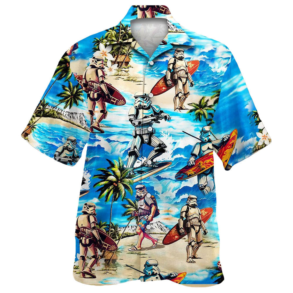 Stormtrooper Surfing Tropical Star Wars Hawaiian Shirt