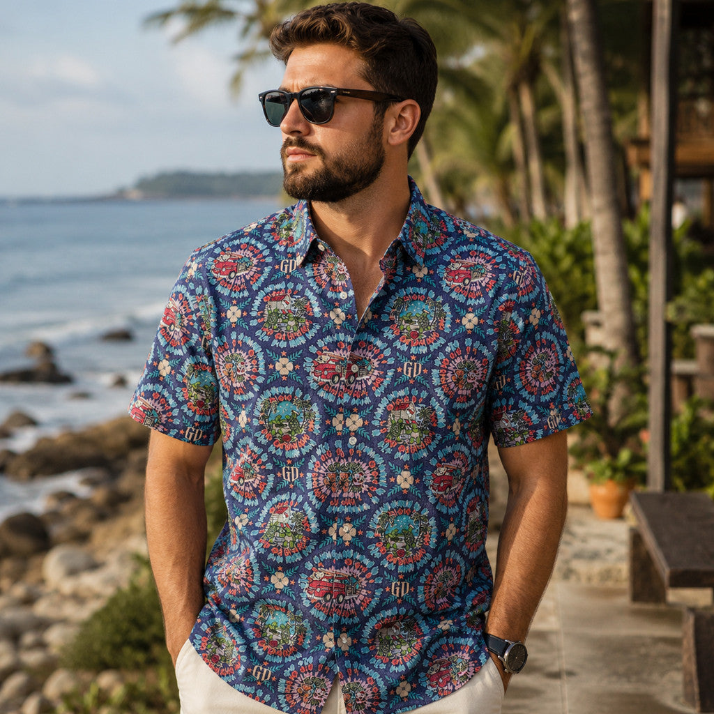 Unisex Turtle And Bear Hawaiian Shirt – Summer Vacation Button-Up Tee