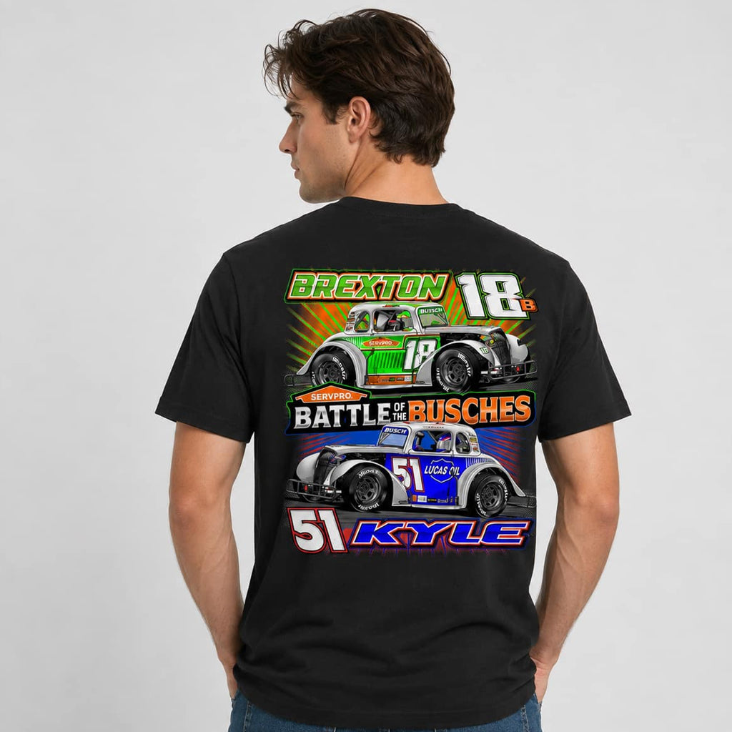 Unisex Family Battle Of The Busches Graphic Shirt for Racing Fans