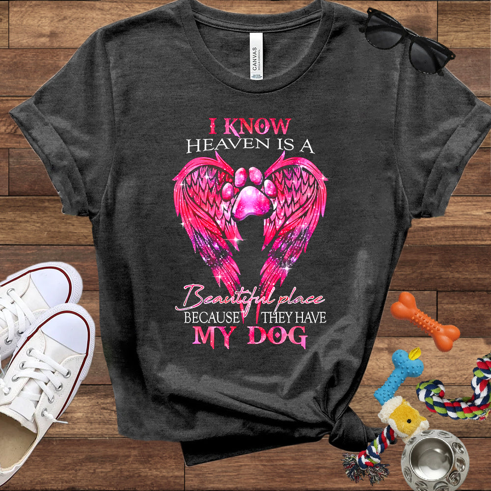 I Know Heaven Is A Beautiful Place Because They Have My Dog - Dog Memorial Bella Canvas T-Shirt