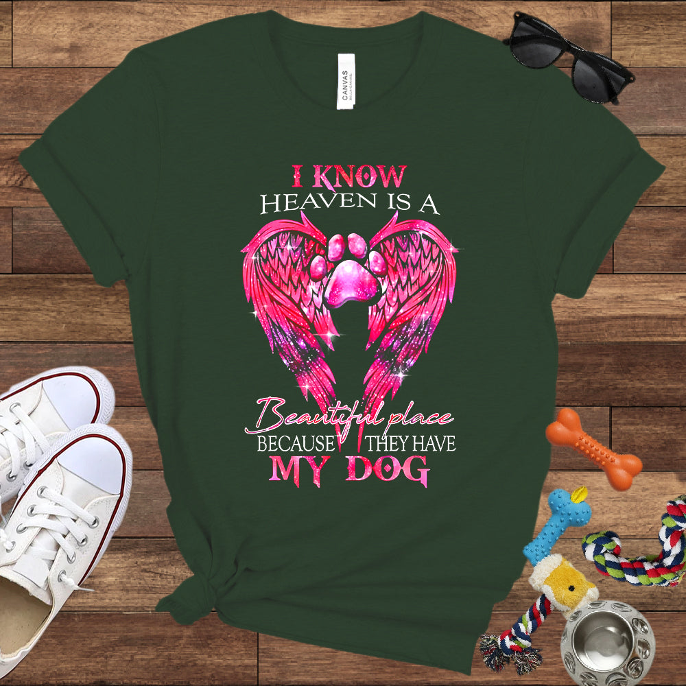 I Know Heaven Is A Beautiful Place Because They Have My Dog - Dog Memorial Bella Canvas T-Shirt