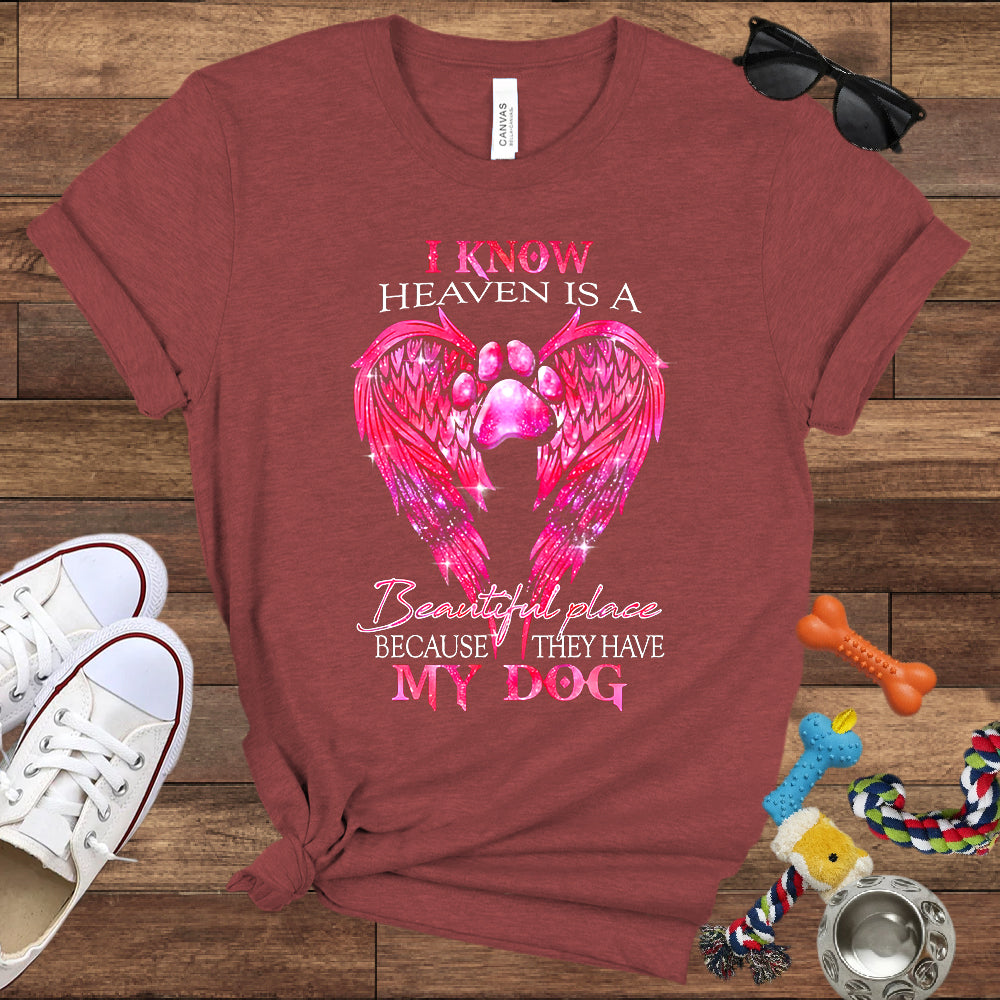 I Know Heaven Is A Beautiful Place Because They Have My Dog - Dog Memorial Bella Canvas T-Shirt
