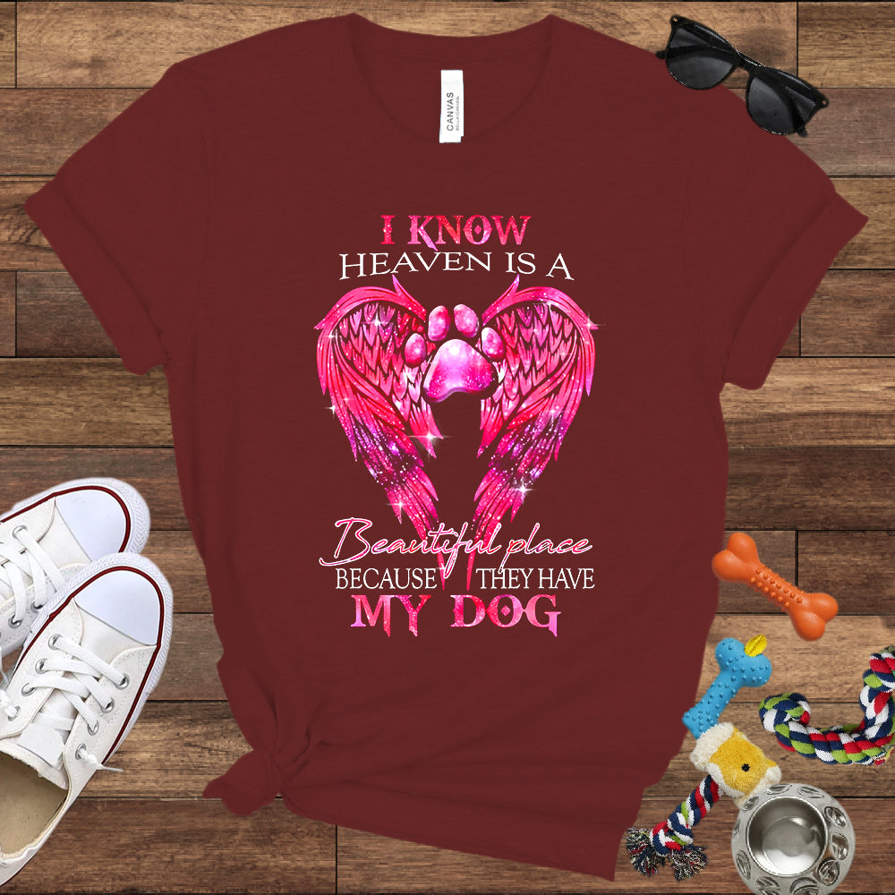 I Know Heaven Is A Beautiful Place Because They Have My Dog - Dog Memorial Bella Canvas T-Shirt