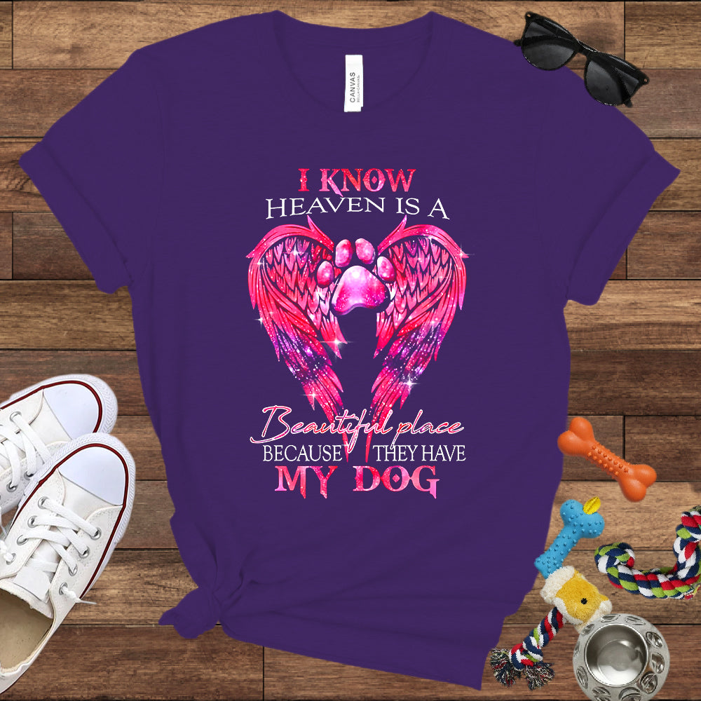 I Know Heaven Is A Beautiful Place Because They Have My Dog - Dog Memorial Bella Canvas T-Shirt