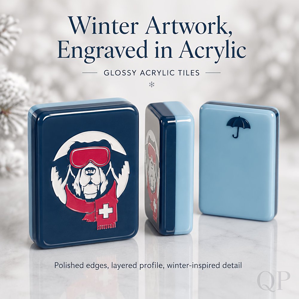American Mahjong Tile Set Blue Winter Ski Design for Family Game Nights 160 Piece Acrylic Set