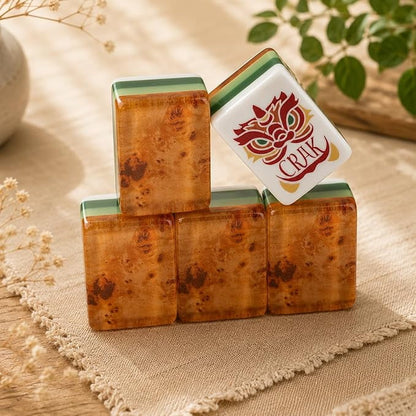 American Mahjong Tile Set Wood Grain Design for Family and Holiday Games 160 Piece Four Layer Acrylic Set