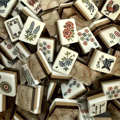 American Mahjong Tile Set Marble Pattern Design for Family and Social Games 160 Piece Engraved Acrylic Set