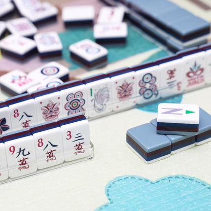American Mahjong Tile Set Purple Layered Design for Family Game Nights 160 Piece Clear Engraved Acrylic Set with Carrying Bag