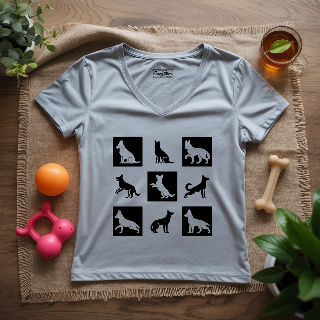 Shepherd Checkerboard Lady V-Neck