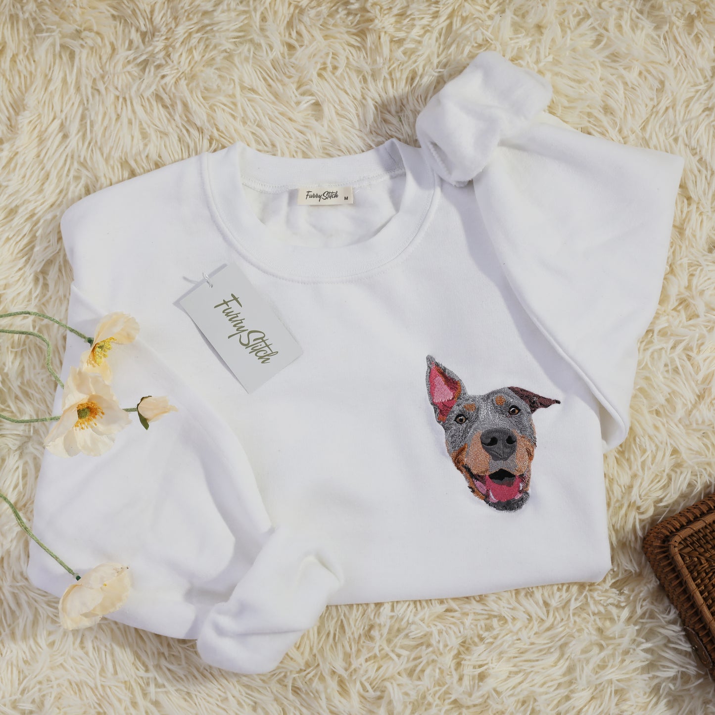 Custom Embroidered Pet Portrait Sweatshirt