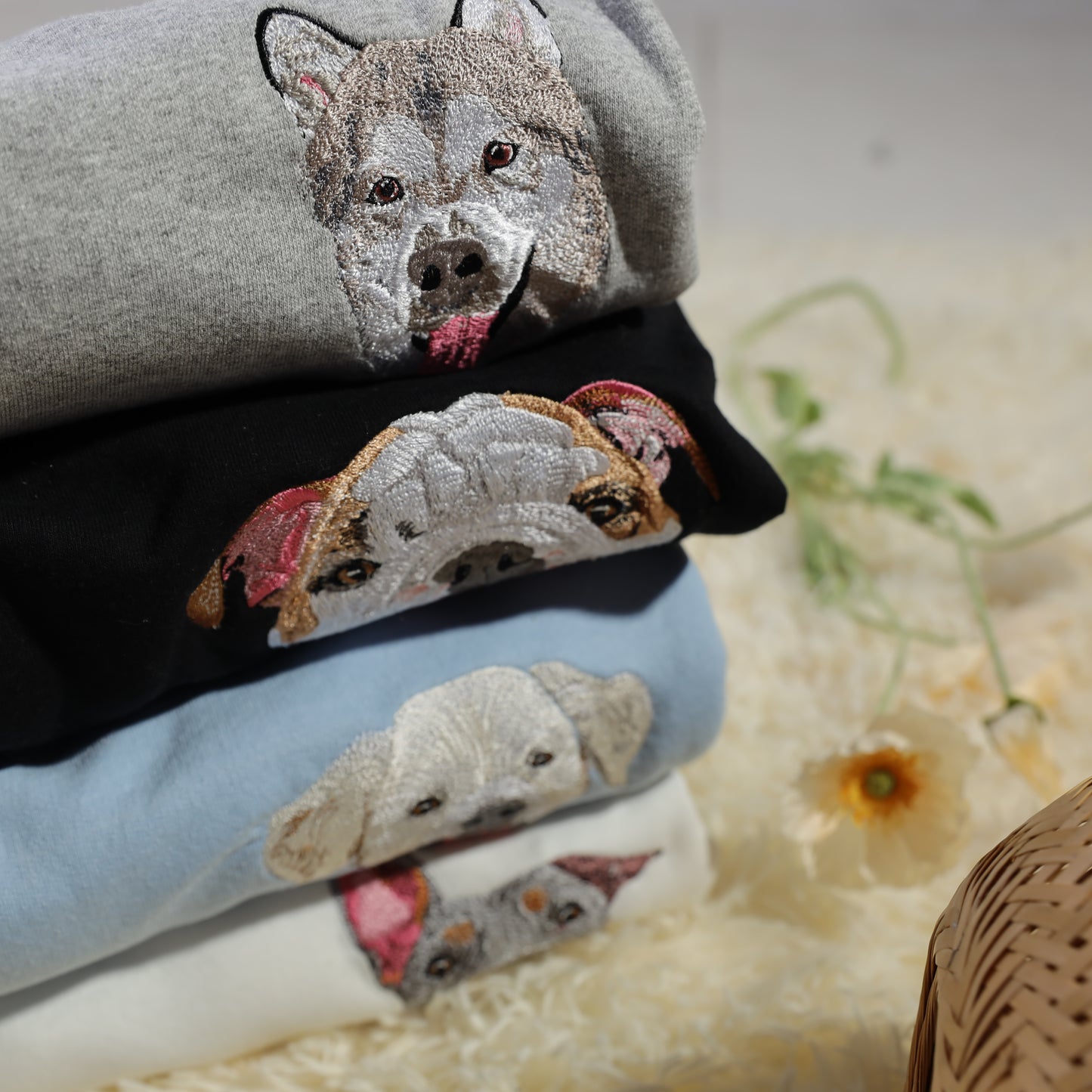 Custom Embroidered Pet Portrait Sweatshirt