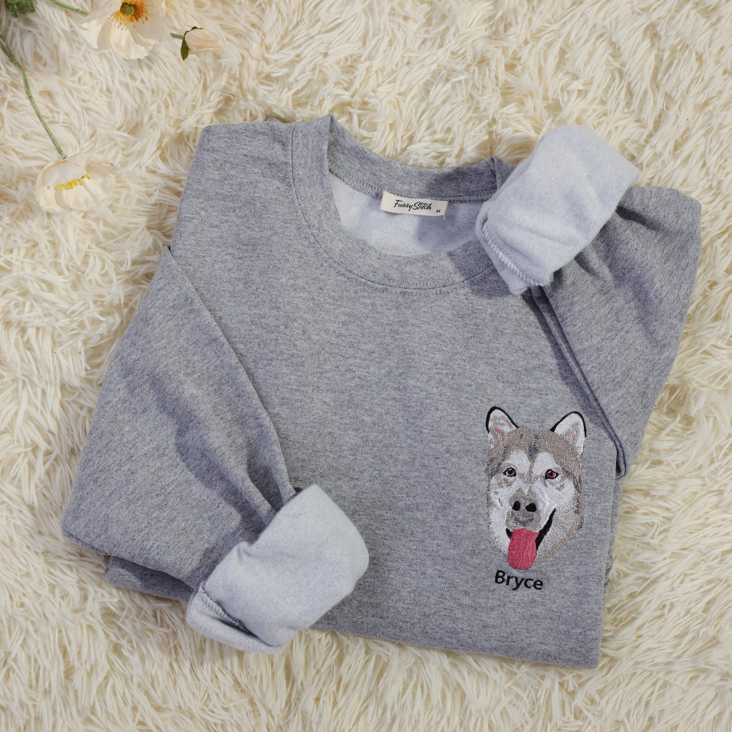 Custom Embroidered Pet Portrait Sweatshirt