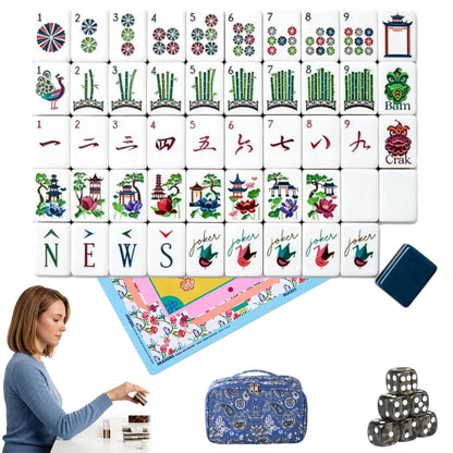 American Mahjong Game Set Colorful Four Layer Design for Family and Travel Games 160 Piece Acrylic Set with Bag Dice and Mat