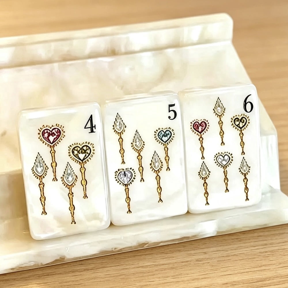 American Mahjong Tile Set Pearlescent Lion and Clover Design for Social Game Nights 160 Piece Acrylic Set